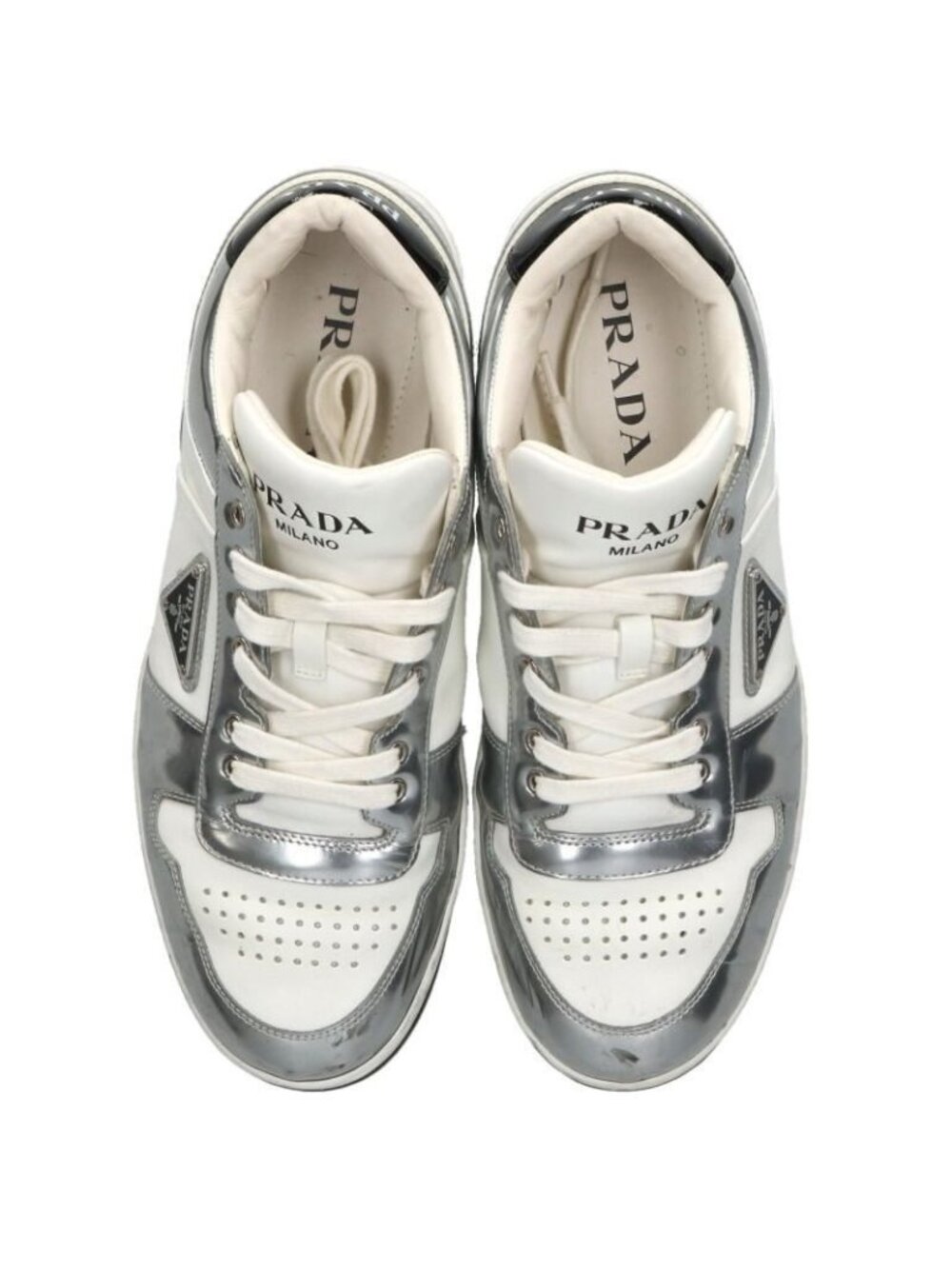 Prada Triangle Logo Low Cut Sneakers - Picture 4 of 5